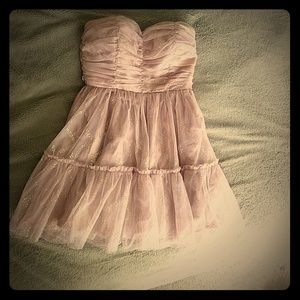 rose gold strapless dress